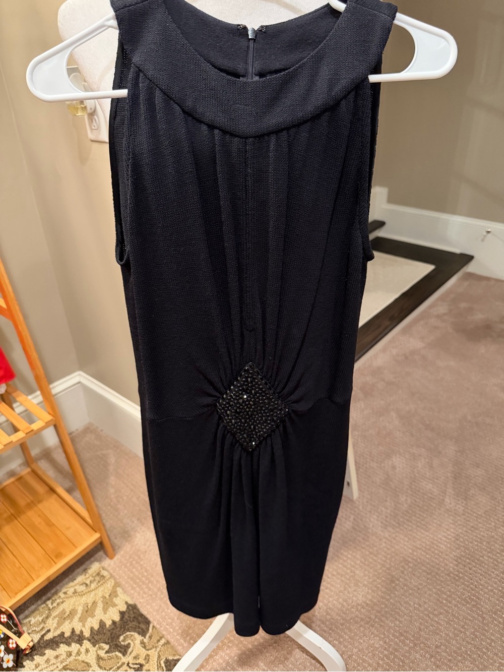 St. John Evening Black Sleeveless Beaded-Waist dress size 10